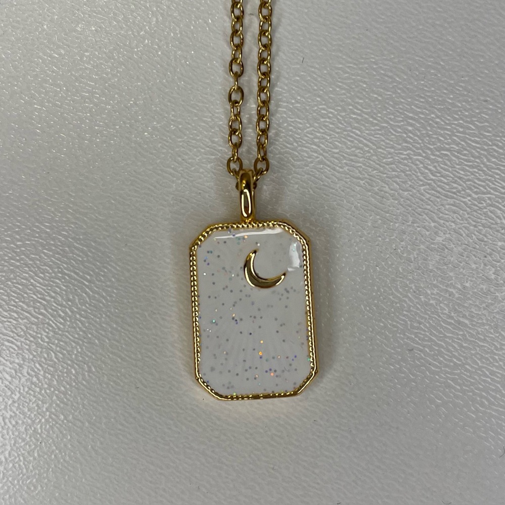 Slide Jewelry Crescent Mood Pendant Necklace, Gold, NWOT